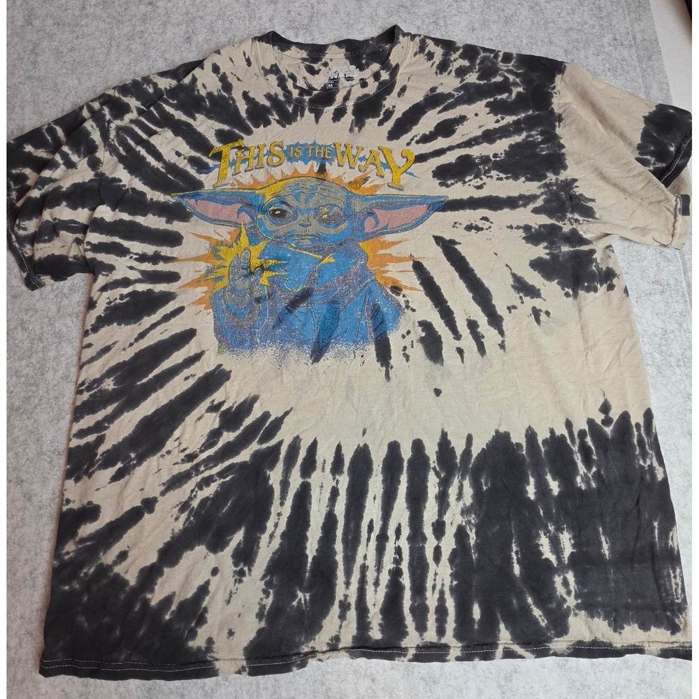 Star Wars Mandalorian Grogu Tie Dye T-Shirt This Is The Way Black Tan Medium